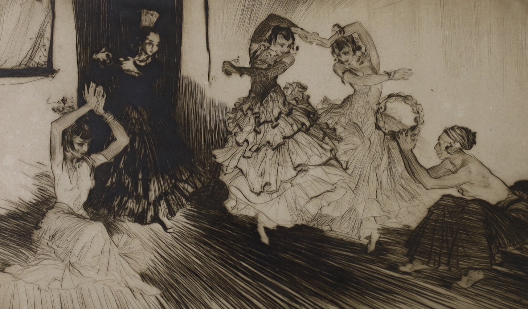 Sir William Russell Flint (1880-1969), drypoint etching, 'Clatter and Whirl', signed in ink and numbered XXIII, 21 x 36cm